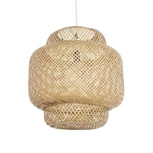 GLOBOSTAR® MALDIVES 01657 Boho Κρεμαστό Φωτιστικό Οροφής με Ντουί 1 x E27 AC 220-240V IP20 - Μπεζ - Μ50 x Π50 x Υ50m