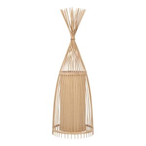 GloboStar® AZORES 01753 Boho Επιδαπέδιο Φωτιστικό Μονόφωτο 1 x E27 IP20 Μπεζ Ξύλο - Μ30 x Π30 x Υ90cm