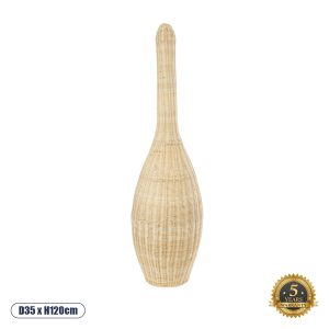 GloboStar® PARADIS  01844 Boho Επιδαπέδιο Φωτιστικό Μονόφωτο 1 x E27 AC220-240V IP20 - Φ35 x Υ120cm - Μπεζ Ξύλινο Πλέγμα - 5 Years Warranty