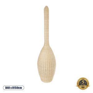 GloboStar® PARADIS  01845 Boho Επιδαπέδιο Φωτιστικό Μονόφωτο 1 x E27 AC220-240V IP20 - Φ40 x Υ150cm - Μπεζ Ξύλινο Πλέγμα - 5 Years Warranty