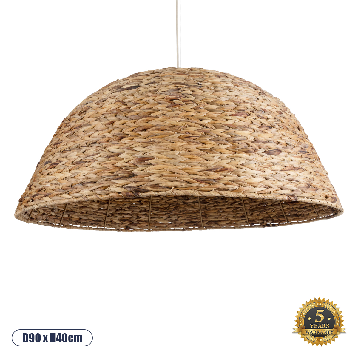 GLOBOSTAR® MANGATA 01848 Boho Κρεμαστό Φωτιστικό Οροφής με Ντουί 1 x E27 AC 220-240V IP20 - Καφέ - Μ90 x Π90 x Υ40cm GloboStar® MANGATA 01848 Boho Κρεμαστό Φωτιστικό Οροφής Μονόφωτο 1 x E27 AC220-240V IP20 - Φ90 x Υ40cm - Καφέ Water Hyacinth - Υδρουάκινθος Πλέγμα Καμπάνα - 5 Χρόνια Εγγύηση