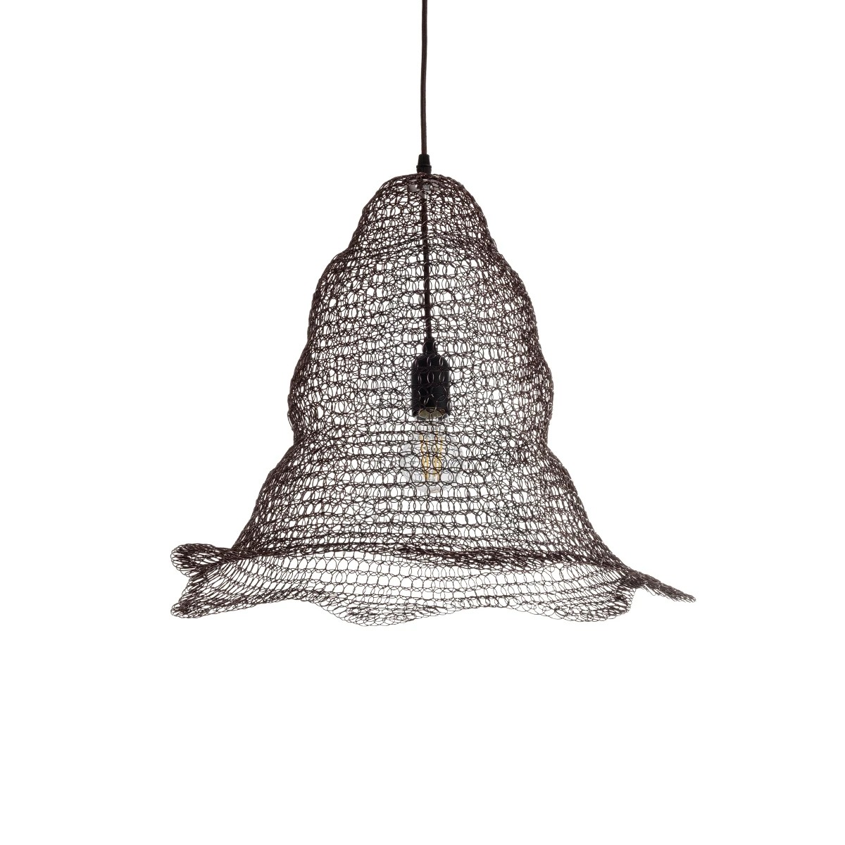 GLOBOSTAR® KENTUCKY 01890 Vintage Κρεμαστό Φωτιστικό Οροφής με Ντουί 1 x E27 AC 220-240V IP20 - Καφέ - Μ50 x Π50 x Υ48cm GloboStar® KENTUCKY 01890 Vintage Κρεμαστό Φωτιστικό Πλέγμα Μονόφωτο 1 x E27 IP20 Καφέ Μέταλλο - Μ50 x Π50 x Υ48cm