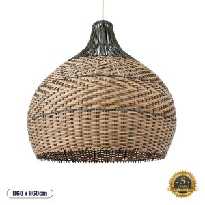 GloboStar® SEYCHELLES 01949 Boho Κρεμαστό Φωτιστικό Καμπάνα Μονόφωτο 1 x E27 IP20 Μπεζ