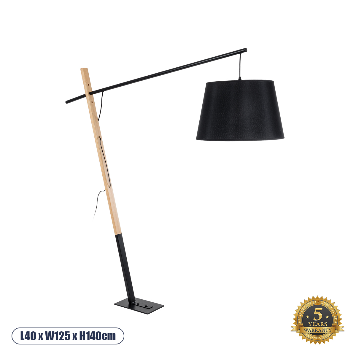 GloboStar® KELSIE 02029 Μοντέρνο Επιδαπέδιο Φωτιστικό Μονόφωτο 1 x E27 IP20 Μαύρο Μέταλλο