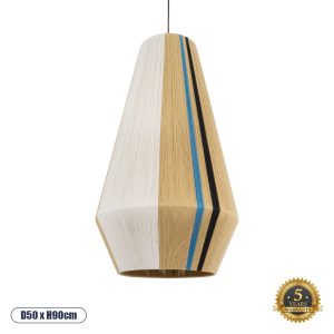 GloboStar® SALERNO 02079 Boho Κρεμαστό Φωτιστικό Πλέγμα Μονόφωτο 1 x E27 IP20 Πολύχρωμο Βαμβακερό Νήμα - Μ50 x Π50 x Υ90cm
