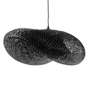 GLOBOSTAR® MEXICO 02202 Boho Κρεμαστό Φωτιστικό Οροφής με Ντουί 1 x E27 AC 220-240V IP20 - Μαύρο - Μ85 x Π50 x Υ30cm