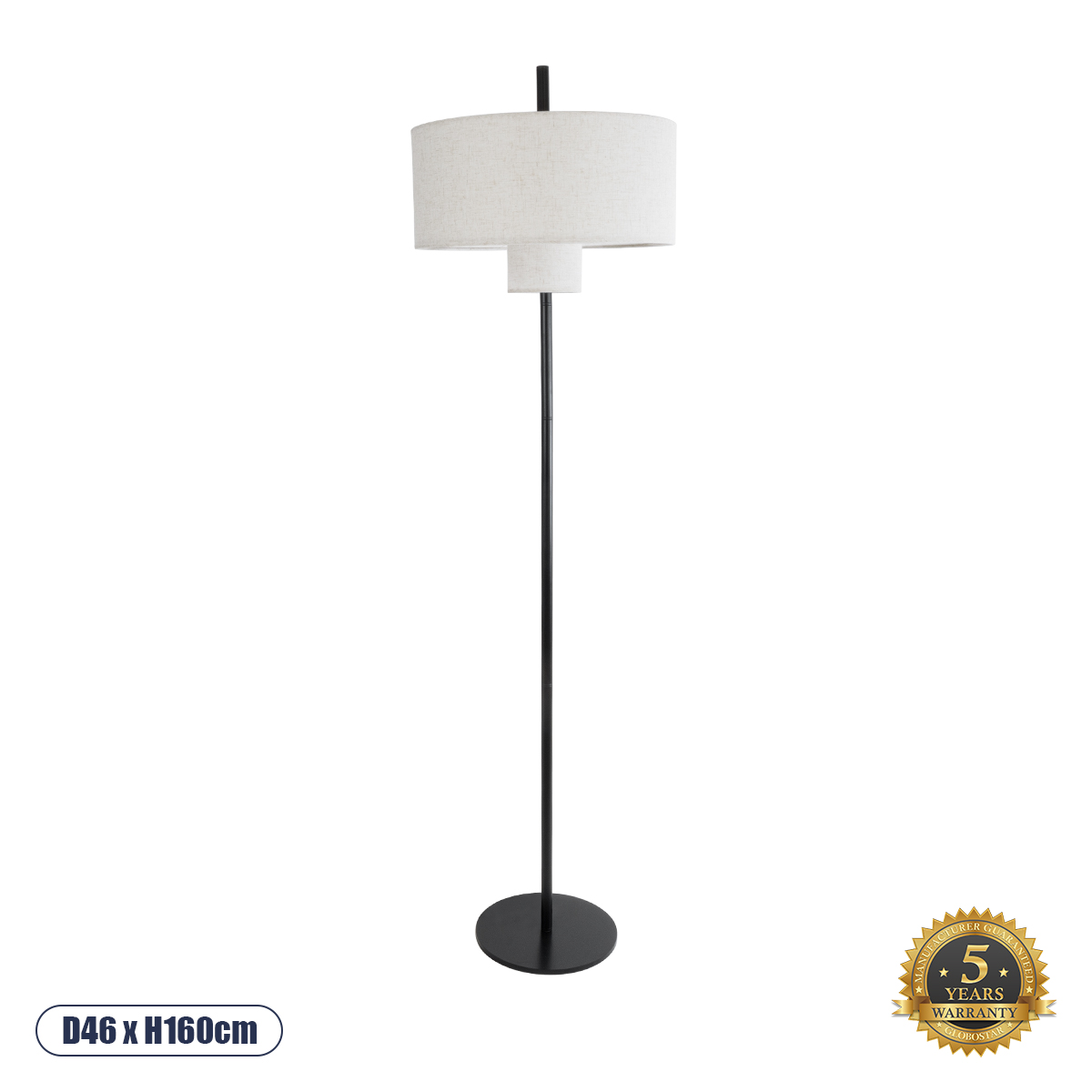 GLOBOSTAR® MARIGOLD 02228 Μοντέρνο Επιδαπέδιο Φωτιστικό με Ντουί 3 x E27 AC 220-240V IP20 - Μαύρο & Λευκό - Μ46 x Π46 x Υ160cm GloboStar® MARIGOLD 02228 Μοντέρνο Επιδαπέδιο Φωτιστικό Τρίφωτο 3 x E27 AC220-240V IP20 - Φ46 x Υ160cm - Μαύρο Μεταλλικό με Λευκό Μπεζ Καπέλο