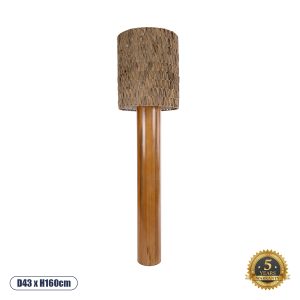 GloboStar® NIIHAU 02237 Μοντέρνο Επιδαπέδιο Φωτιστικό Μονόφωτο 1 x E27 AC220-240V IP20 - Φ43 x Υ160cm - Καφέ Ξύλινο Καμπάνα