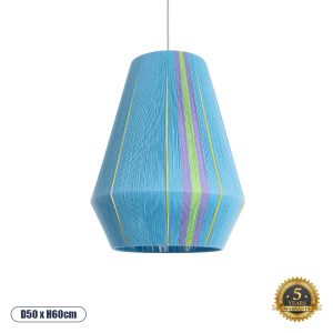 GloboStar® SALERNO 02336 Boho Κρεμαστό Φωτιστικό Καμπάνα Μονόφωτο 1 x E27 IP20 Πολύχρωμο Βαμβακερό Νήμα - Μ50 x Π50 x Υ60cm