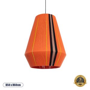 GloboStar® SALERNO 02337 Boho Κρεμαστό Φωτιστικό Καμπάνα Μονόφωτο 1 x E27 IP20 Πολύχρωμο Βαμβακερό Νήμα - Μ50 x Π50 x Υ60cm
