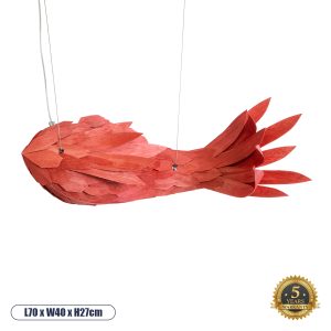 GLOBOSTAR® GOURAMI 02360 Μοντέρνο Κρεμαστό Φωτιστικό Οροφής με Ντουί 4 x E27 AC 220-240V IP20 - Κόκκινο - Μ70 x Π40 x Υ27cm