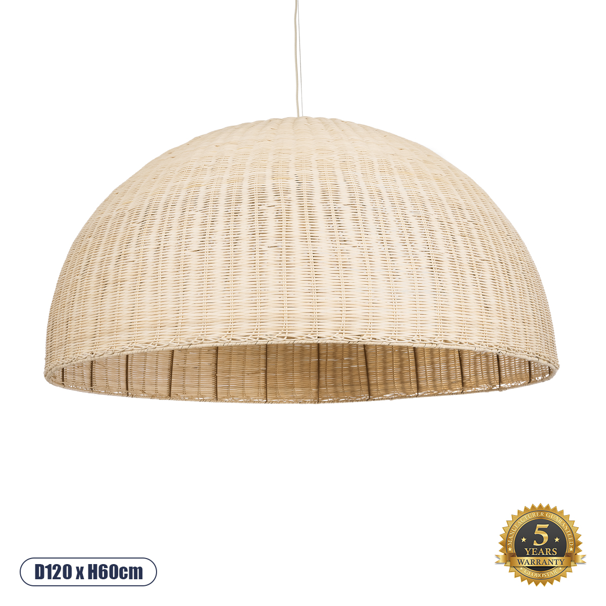 GLOBOSTAR® MONTANA 02380 Boho Κρεμαστό Φωτιστικό Οροφής με Ντουί 1 x E27 AC 220-240V IP20 - Μπεζ - Μ120 x Π120 x Υ60cm GloboStar® MONTANA 02380 Boho Κρεμαστό Φωτιστικό Καμπάνα Μονόφωτο 1 x E27 IP20 Μπεζ Ξύλο - Μ120 x Π120 x Υ60cm