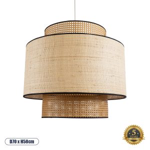 GLOBOSTAR® BRAVADO 02387 Boho Κρεμαστό Φωτιστικό Οροφής με Ντουί 1 x E27 AC 220-240V IP20 - Μπεζ - Μ70 x Π70 x Υ58cm