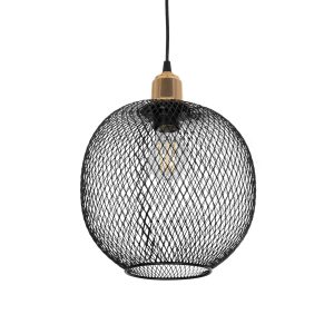 GLOBOSTAR® WIRE LE-201-0019 Μοντέρνο Κρεμαστό Φωτιστικό Οροφής με Ντουί 1 x E27 AC 220-240V IP20 - Μαύρο & Χρυσό - Μ25 x Π25 x Υ32cm