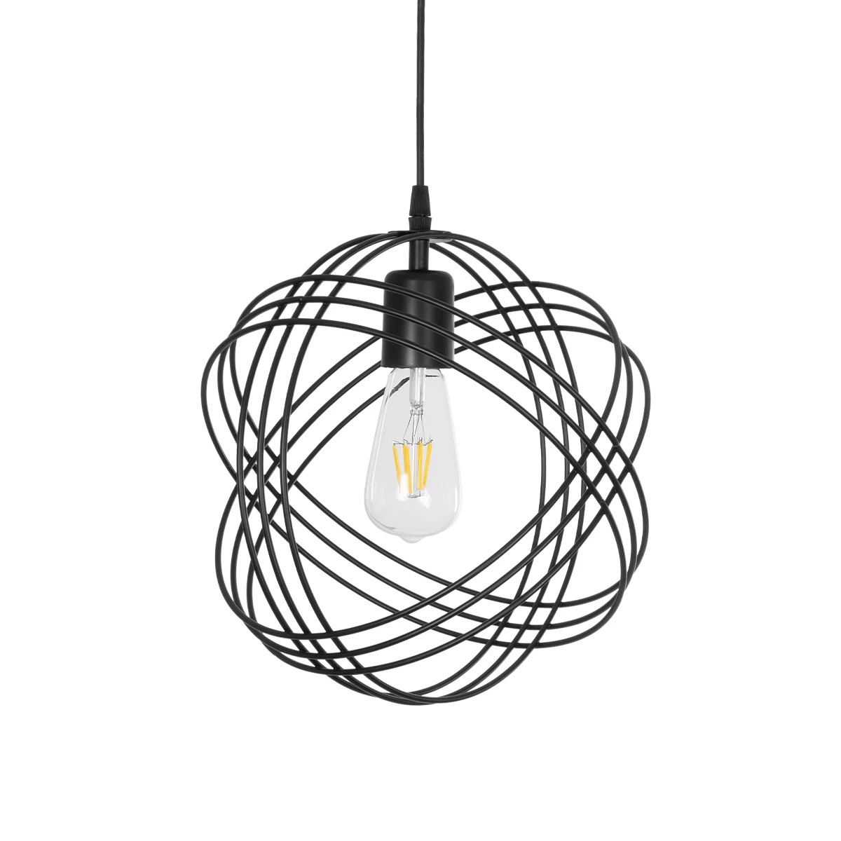 GLOBOSTAR® GLOWN 201-0023 Μοντέρνο Κρεμαστό Φωτιστικό Οροφής με Ντουί 1 x E27 AC 220-240V IP20 - Μαύρο - Μ30 x Π30 x Υ33cm