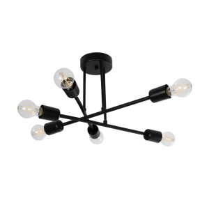 GLOBOSTAR® LAMIRA 201-0029 Μοντέρνο Φωτιστικό Οροφής με Ντουί 6 x E27 AC 220-240V IP20 - Μαύρο - Μ51 x Π51 x Υ25cm