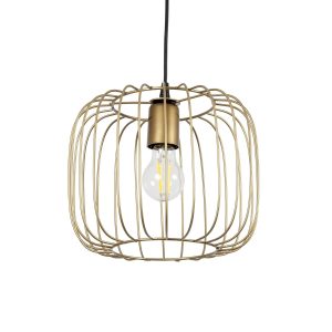 GloboStar® LUCANA 201-0074 Vintage Κρεμαστό Φωτιστικό Πλέγμα Μονόφωτο 1 x E27 IP20 Χρυσό Μέταλλο - Μ29 x Π29 x Υ23cm