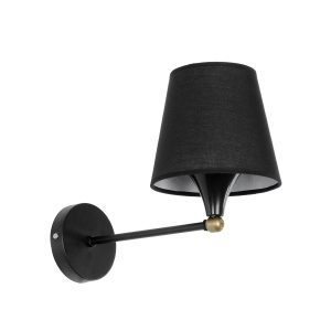 GLOBOSTAR® BLAKI 201-0115 Μοντέρνο Φωτιστικό Τοίχου - Απλίκα με Ντουί 1 x E27 AC 220-240V IP20 - Μαύρο - Μ40 x Π15 x Υ20cm
