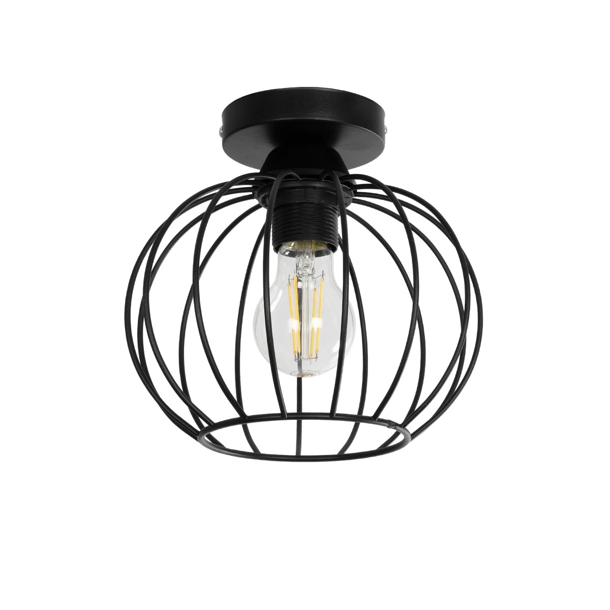 GLOBOSTAR® BITUIN 201-0116 Μοντέρνο Φωτιστικό Οροφής με Ντουί 1 x E27 AC 220-240V IP20 - Μαύρο - Μ21 x Π21 x Υ18cm