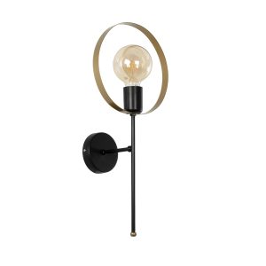 GLOBOSTAR® SOPA 201-0120 Μοντέρνο Φωτιστικό Τοίχου - Απλίκα με Ντουί 1 x E27 AC 220-240V IP20 - Μαύρο & Χρυσό - Μ23 x Π15 x Υ51cm