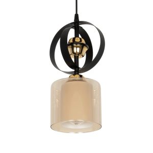 GLOBOSTAR® ZENIA 201-0134 Vintage Κρεμαστό Φωτιστικό Οροφής με Ντουί 1 x E27 AC 220-240V IP20 - Μαύρο - Μ16 x Π16 x Υ70cm