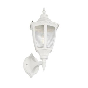 GloboStar® ENGLAND 202-0012 Vintage Επιτοίχιο Φωτιστικό Φαναράκι Μονόφωτο 1 x E27 IP44 Λευκό Πλαστικό - Μ20 x Π20 x Υ30cm