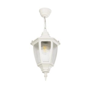 GloboStar® ENGLAND 202-0014 Vintage Κρεμαστό Φωτιστικό Φαναράκι Μονόφωτο 1 x E27 IP44 Λευκό Πλαστικό - Μ20 x Π20 x Υ35cm