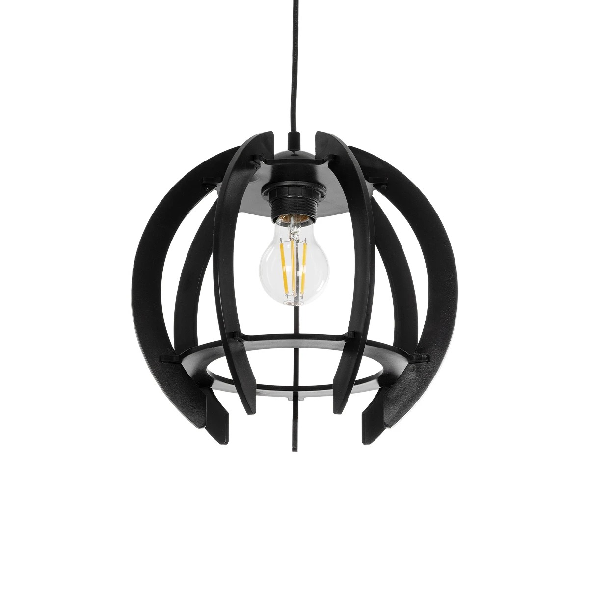 GLOBOSTAR® VIVIDUS 202-0028 Μοντέρνο Κρεμαστό Φωτιστικό Οροφής με Ντουί 1 x E27 AC 220-240V IP20 - Μαύρο - Μ27 x Π27 x Υ27cm