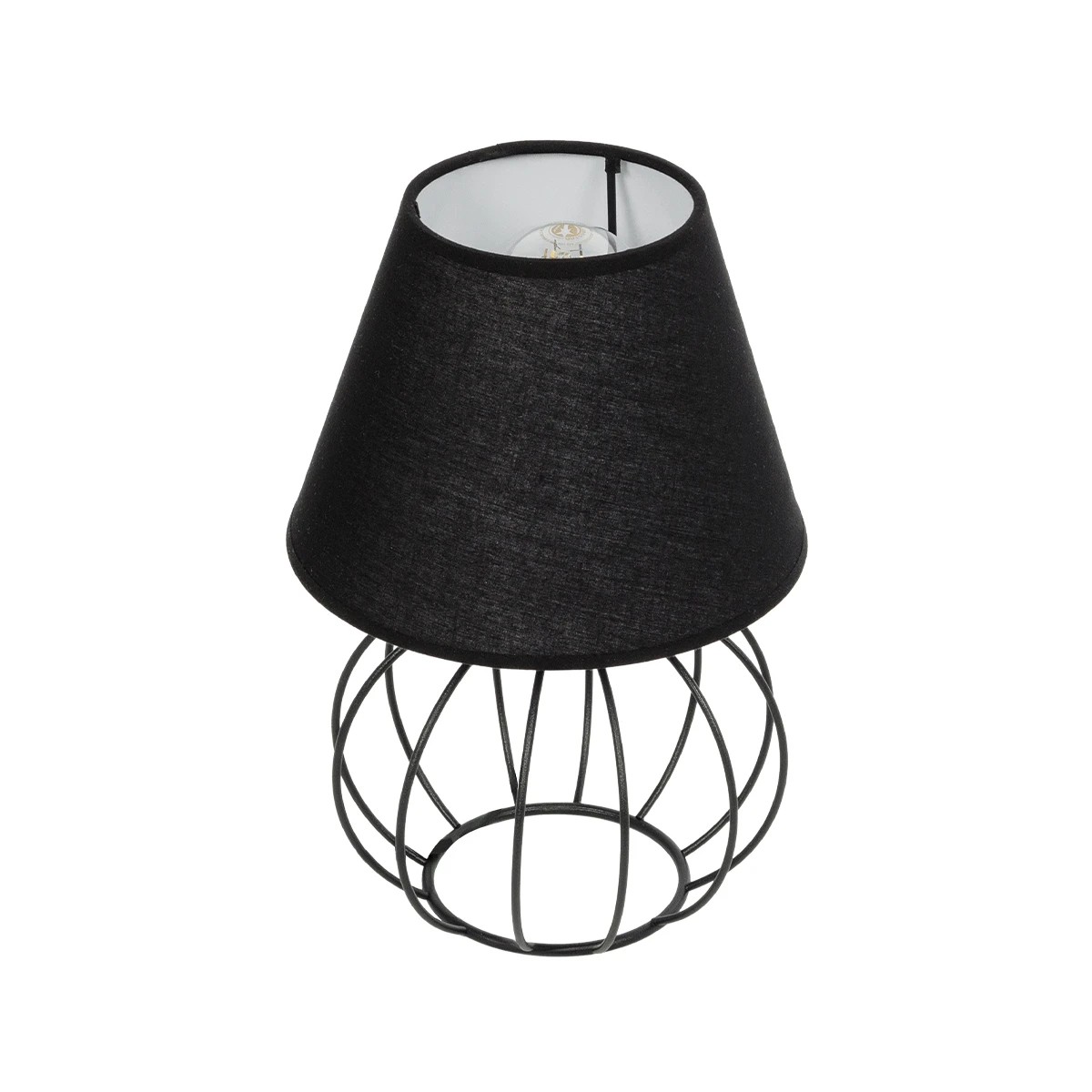 GloboStar® SHAPE 202-0057 Μοντέρνο Eπιτραπέζιο Φωτιστικό Πορτατίφ Μονόφωτο 1 x E27 IP20 Μαύρο Μέταλλο με Μαύρο Ύφασμα - Μ19 x Π19 x Υ28cm