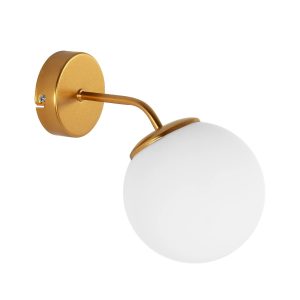 GLOBOSTAR® DALPH 203-0033 Vintage Φωτιστικό Τοίχου - Απλίκα με Ντουί 1 x E27 AC 220-240V IP20 - Χρυσό & Λευκό - M15 x Π25 x Υ22cm