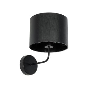 GloboStar® RALPH 203-0038 Vintage Επιτοίχιο Φωτιστικό Απλίκα Μονόφωτο 1 x E27 IP20 Μαύρο Μέταλλο με Μαύρο Ύφασμα - Μ22 x Π29 x Υ30cm