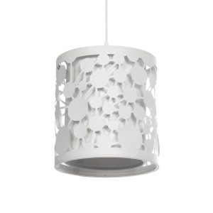 GloboStar® PETAL 203-0065 Μοντέρνο Κρεμαστό Φωτιστικό Καπέλο Μονόφωτο 1 x E27 IP20 Λευκό Πλαστικό - Μ23 x Π23 x Υ30cm