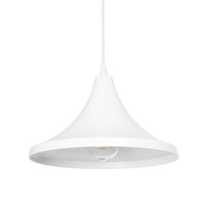 GloboStar® BELFRY 203-0079 Μοντέρνο Κρεμαστό Φωτιστικό Καμπάνα Μονόφωτο 1 x E27 IP20 Λεύκο Πλαστικό - Μ29.5 x Π29.5 x Υ21cm