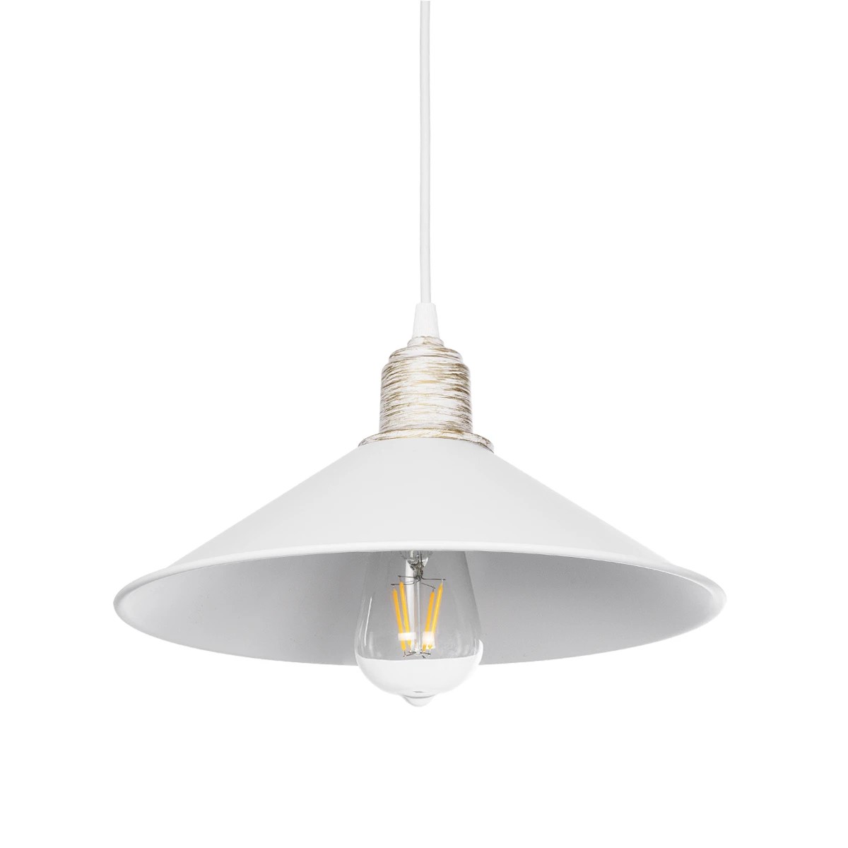 GLOBOSTAR® FERRO 203-0083 Μοντέρνο Κρεμαστό Φωτιστικό Οροφής με Ντουί 1 x E27 AC 220-240V IP20 - Λευκό & Χρυσό - Μ30 x Π30 x Υ15cm GloboStar® FERRO 203-0083 Μοντέρνο Κρεμαστό Φωτιστικό Καμπάνα Μονόφωτο 1 x E27 IP20 Λευκό & Χρυσό Πλαστικό - Μ30 x Π30 x Υ15cm