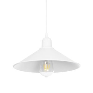 GloboStar® FERRO 203-0085 Μοντέρνο Κρεμαστό Φωτιστικό Καμπάνα Μονόφωτο 1 x E27 IP20 Λευκό Πλαστικό - Μ30 x Π30 x Υ15cm