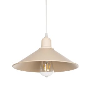 GloboStar® FERRO 203-0086 Μοντέρνο Κρεμαστό Φωτιστικό Καμπάνα Μονόφωτο 1 x E27 IP20 Μπεζ Πλαστικό - Μ30 x Π30 x Υ15cm