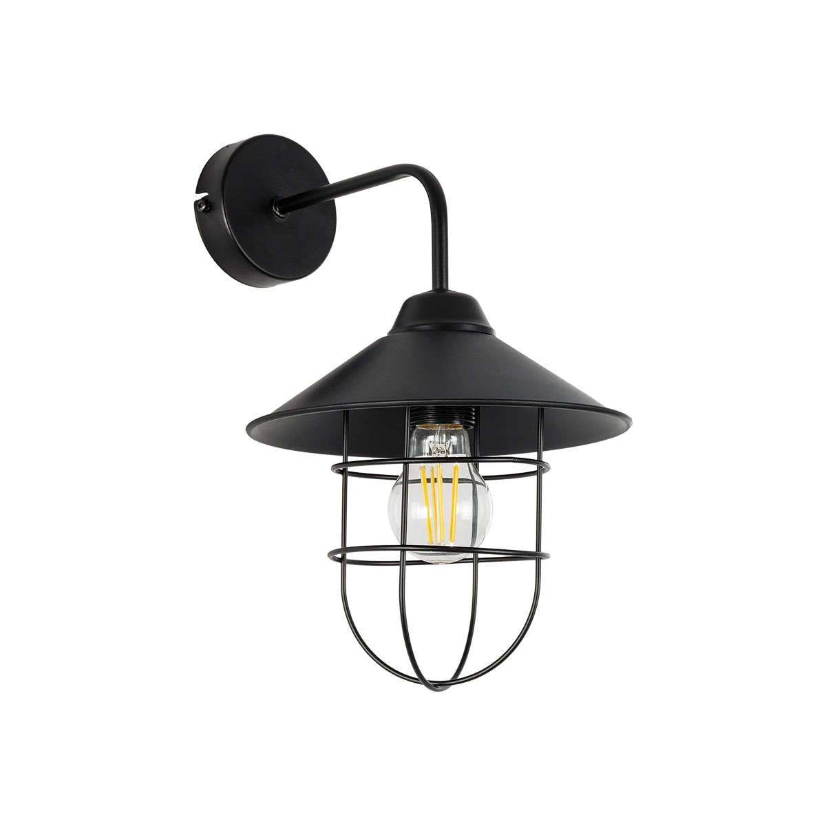 GloboStar® CAGE 203-0096 Vintage Επιτοίχιο Φωτιστικό Απλίκα Μονόφωτο 1 x E27 IP20 Μαύρο Πλαστικό - M22 x Π28 x Υ35cm