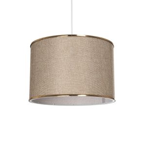 GloboStar® ELECTRA 203-0112 Μοντέρνο Κρεμαστό Φωτιστικό Καπέλο Μονόφωτο 1 x E27 IP20 Mπεζ Ύφασμα - Μ30 x Π30 x Υ23cm