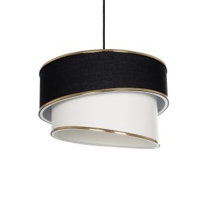 GloboStar® SONIA 203-0120 Μοντέρνο Κρεμαστό Φωτιστικό Καπέλο Μονόφωτο 1 x E27 IP20 Μαύρο & ΑσπροΎφασμα - Μ30 x Π30 x Υ24 cm