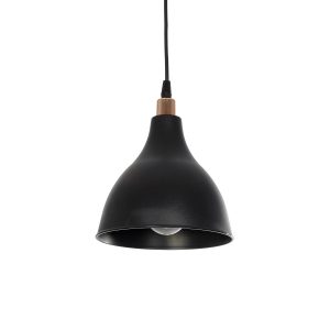 GloboStar® RADE 203-0124 Μοντέρνο Κρεμαστό Φωτιστικό Καμπάνα Μονόφωτο 1 x E27 IP20 Μαύρο με Χρυσό Πλαστικό - Μ18.5 x Π18.5 x Υ23cm