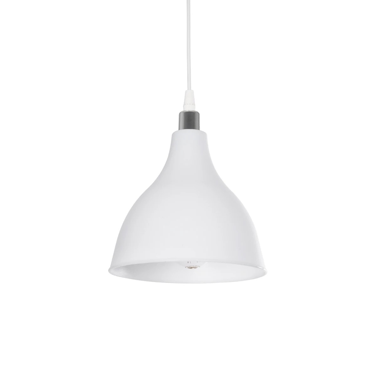 GLOBOSTAR® RADE 203-0126 Μοντέρνο Κρεμαστό Φωτιστικό Οροφής με Ντουί 1 x E27 AC 220-240V IP20 - Λευκό & Ασημί - Μ18.5 x Π18.5 x Υ23cm GloboStar® RADE 203-0126 Μοντέρνο Κρεμαστό Φωτιστικό Καμπάνα Μονόφωτο 1 x E27 IP20 Λευκό με Ασημί Πλαστικό - Μ18.5 x Π18.5 x Υ23cm