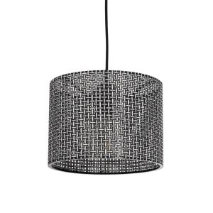 GloboStar® CLAIRIE 203-0133 Μοντέρνο Κρεμαστό Φωτιστικό Καπέλο Μονόφωτο 1 x E27 IP20 Γκρι Ύφασμα - Μ22 x Π22 x Υ18cm