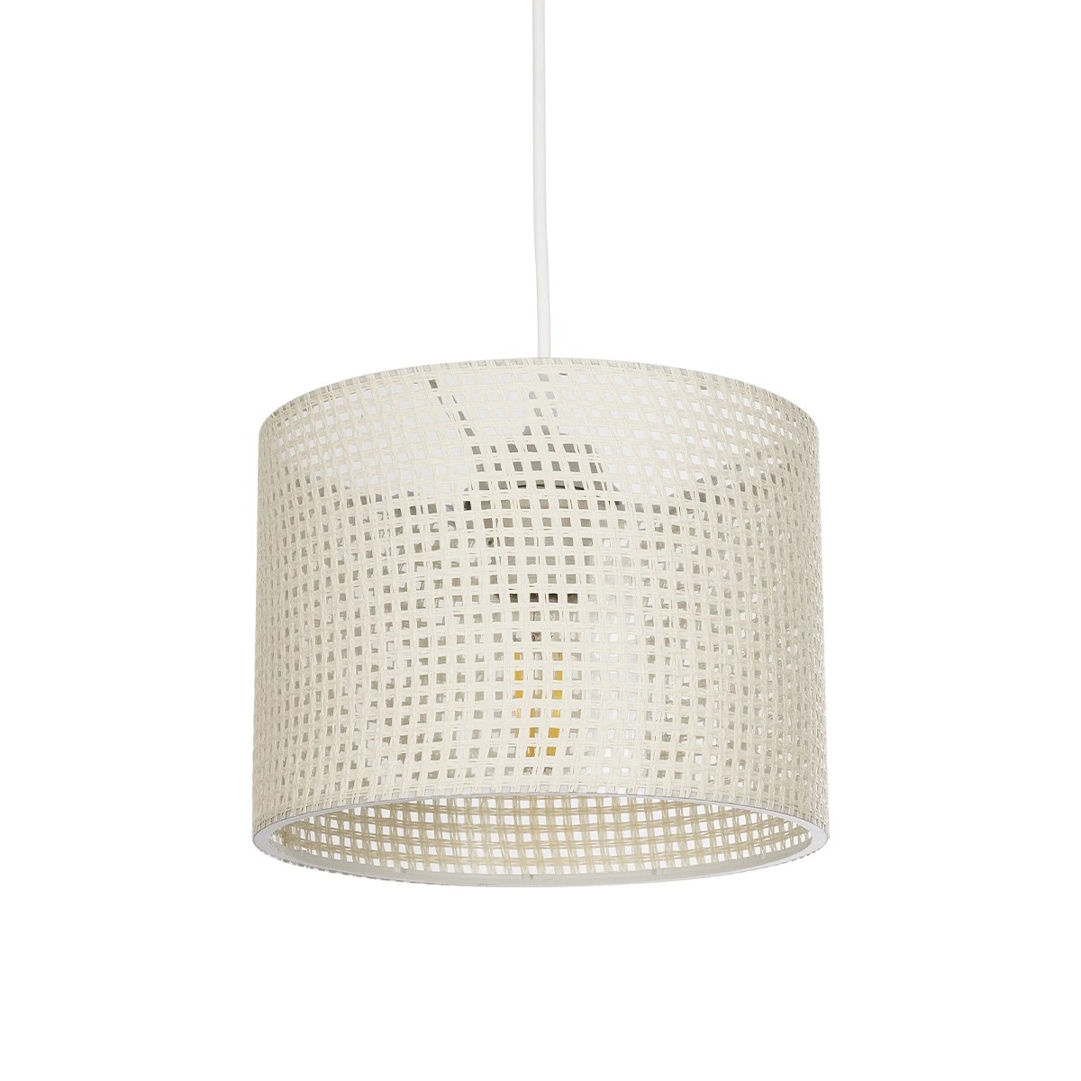 GloboStar® CLAIRIE 203-0134 Μοντέρνο Κρεμαστό Φωτιστικό Καπέλο Μονόφωτο 1 x E27 IP20 Λευκό Ύφασμα - Μ22 x Π22 x Υ18cm
