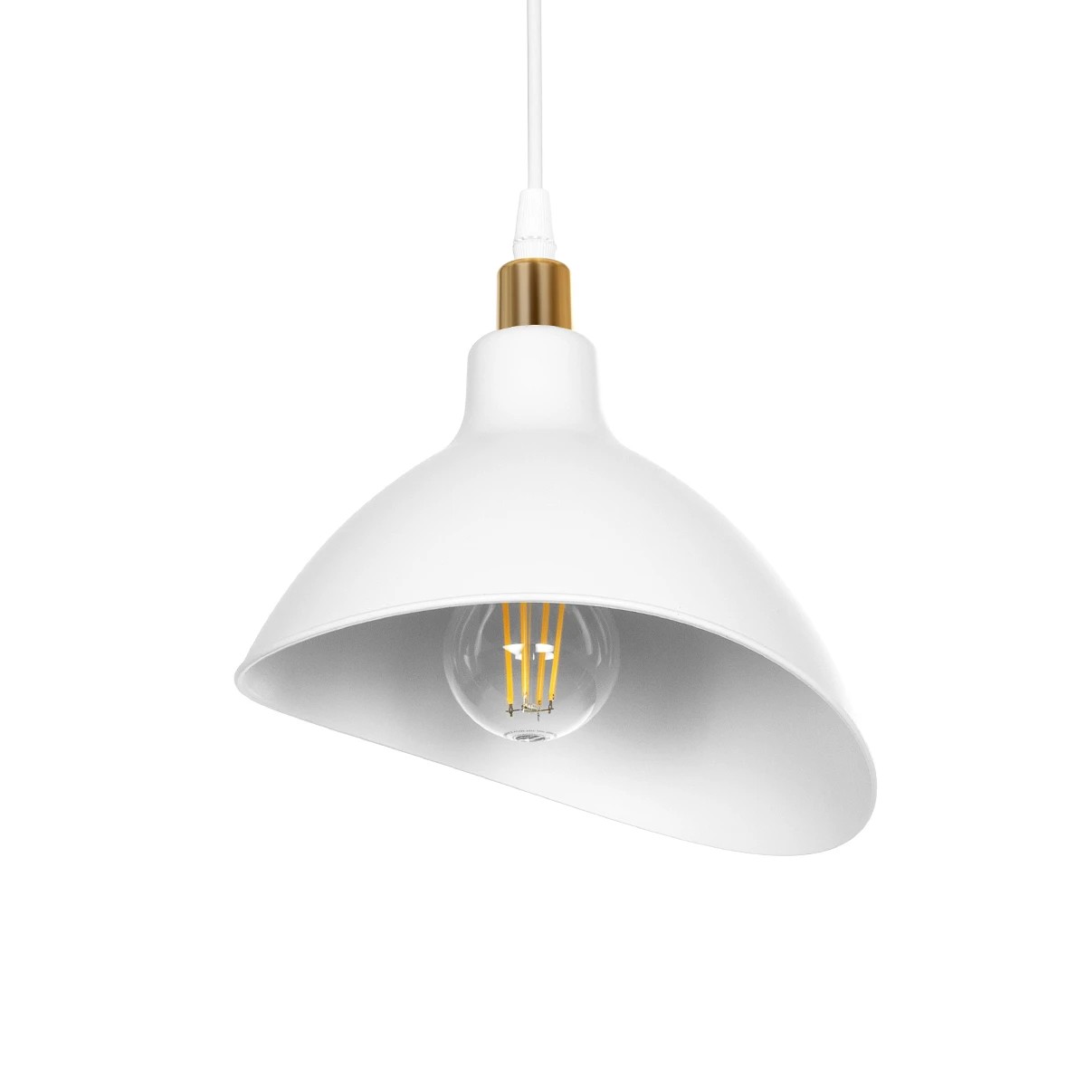 GLOBOSTAR® RIVE 203-0141 Μοντέρνο Κρεμαστό Φωτιστικό Οροφής με Ντουί 1 x E27 AC 220-240V IP20 - Λευκό & Χρυσό - Μ22 x Π20 x Υ22cm