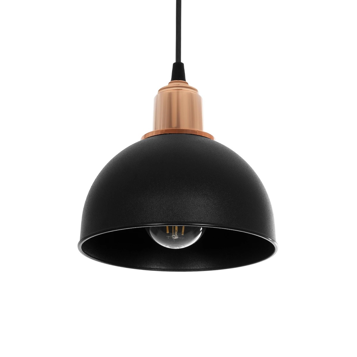 GLOBOSTAR® ΗUT 203-0145 Μοντέρνο Κρεμαστό Φωτιστικό Οροφής με Ντουί 1 x E27 AC 220-240V IP20 - Μάυρο & Χάλκινο - Μ18 x Π18 x Υ18cm GloboStar® ΗUT 203-0145 Μοντέρνο Κρεμαστό Φωτιστικό Καμπάνα Μονόφωτο 1 x E27 IP20 Μάυρο με Χρυσό Πλαστικό - Μ18 x Π18 x Υ18cm
