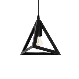GloboStar® TRIANGLE 203-0159 Μοντέρνο Κρεμαστό Φωτιστικό Καμπάνα Μονόφωτο 1 x E27 IP20 Μάυρο Πλαστικό - Μ24 x Π24 x Υ22cm