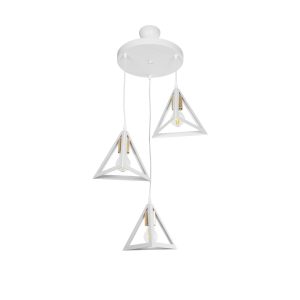 GLOBOSTAR® TRIANGLE 203-0166 Μοντέρνο Κρεμαστό Φωτιστικό Οροφής με Ντουί 3 x E27 AC 220-240V IP20 - Λευκό & Χρυσό - Μ67 x Π67 x Υ50cm
