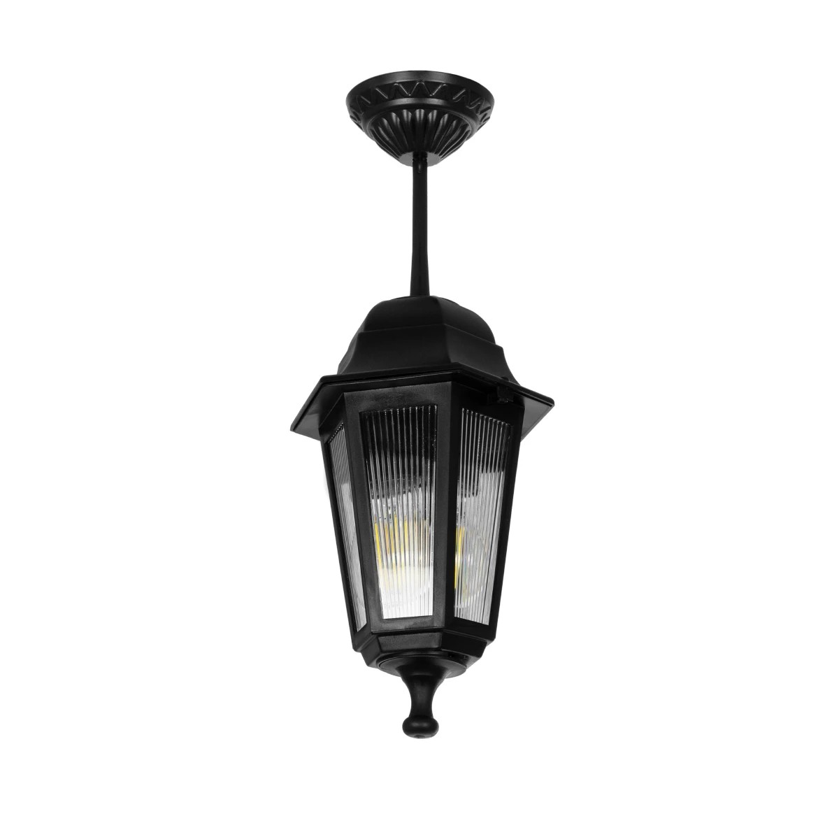 GLOBOSTAR® VITRO 203-0189 Vintage Φωτιστικό Οροφής με Ντουί 1 x E27 AC 220-240V IP44 - Μαύρο - Μ17 x Π17 x Υ28cm GloboStar® VITRO 203-0189 Vintage Κρεμαστό Φωτιστικό Φαναράκι Μονόφωτο 1 x E27 IP44 Μαύρο Πλαστικό - Μ16 x Π16 x Υ48cm
