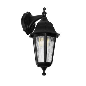 GloboStar® VITRO 203-0191 Vintage Επιτοίχιο Φωτιστικό Φαναράκι Μονόφωτο 1 x E27 IP44 Μαύρο Πλαστικό - Μ19 x Π16 x Υ34cm