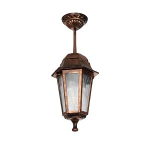 GloboStar® VITRO 203-0194 Vintage Κρεμαστό Φωτιστικό Φαναράκι Μονόφωτο 1 x E27 IP44 Χάλκινο Πλαστικό - Μ16 x Π16 x Υ48cm